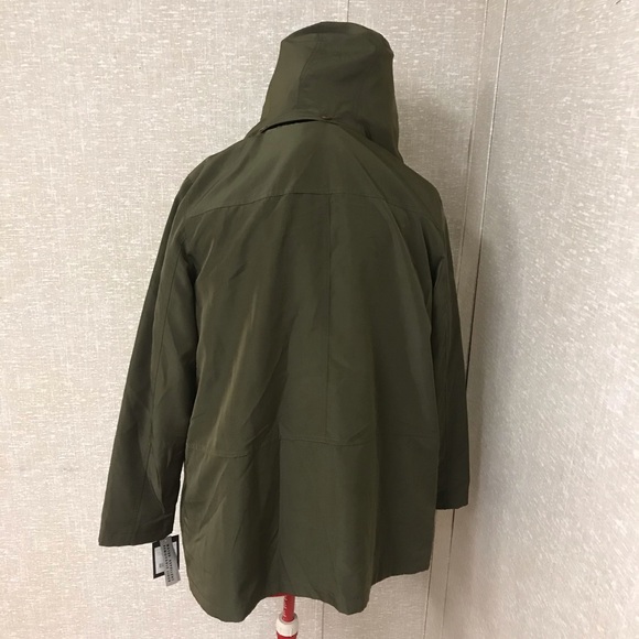 Gallery Woman Olive-Sage Water Repellent Trench Coat Jacket Size 1X - Picture 6 of 12